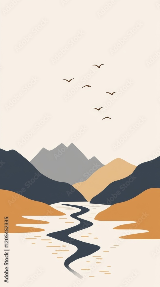 Fototapeta premium Mountain range Valley Ridge Mountain river Lake District Summit Alps