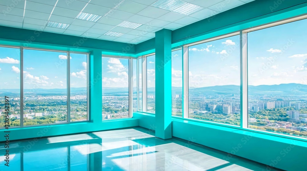 Fototapeta premium Stunning Turquoise Office Panoramic City View