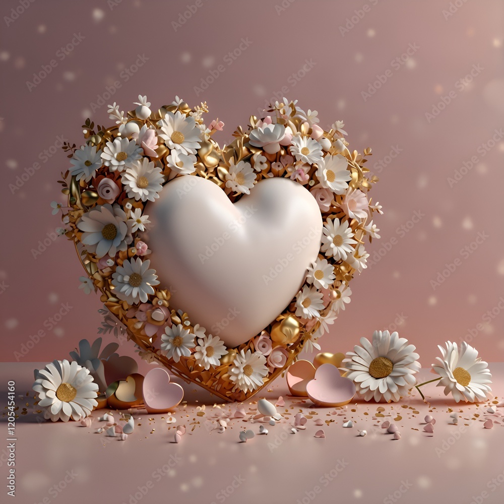 white heart with flowers white heart with flowers