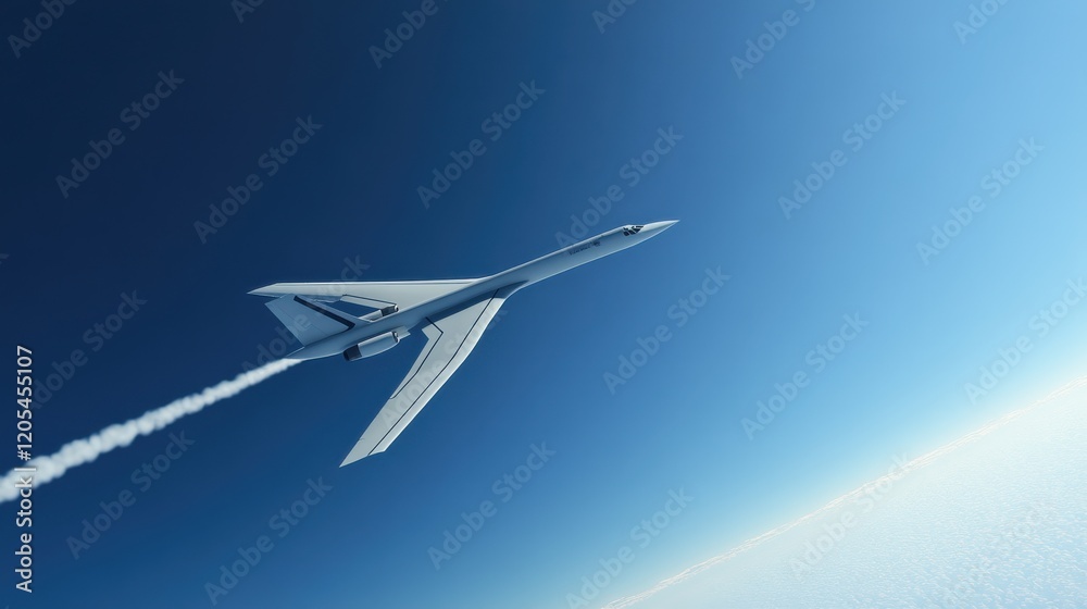 Sleek Supersonic Jet in Elegant Flight Against a Clear Sky Sleek Supersonic Jet in Elegant Flight Against a Clear Sky