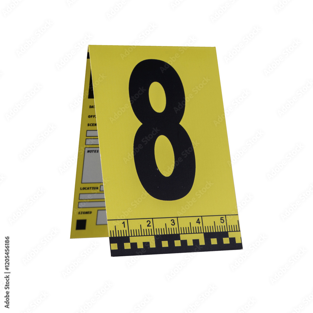 Marker of Crime Scene, Number 8 on transparent background.