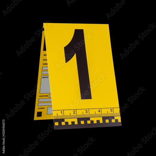 Marker of Crime Scene, Number 1 on a black background