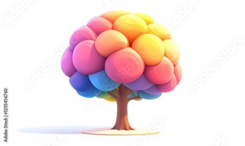 Colorful bubble tree, digital art, white background, illustration, design element photo