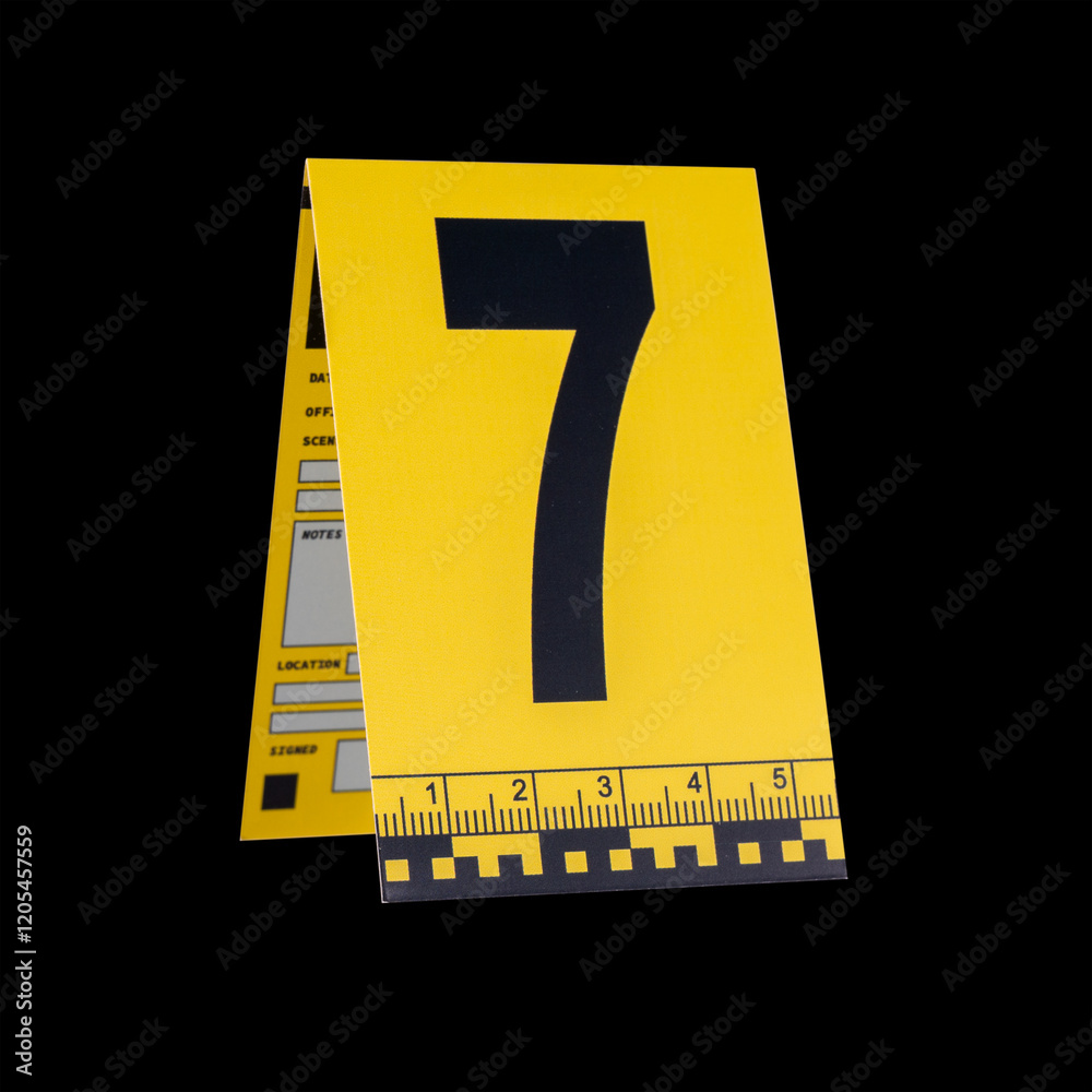 Marker of Crime Scene, Number 7 on a black background