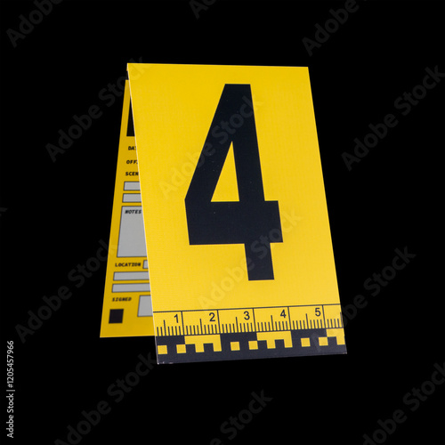 Obraz na płótnie Marker of Crime Scene, Number 4 on a black background w salonie