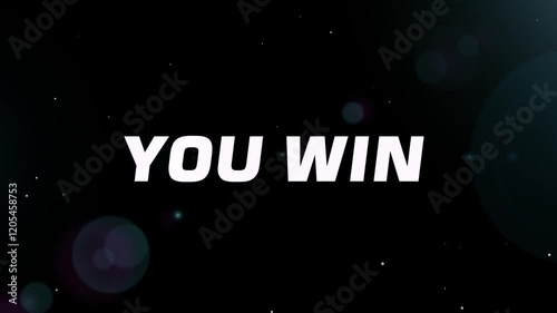 Colourful you win text animated with glitch effect