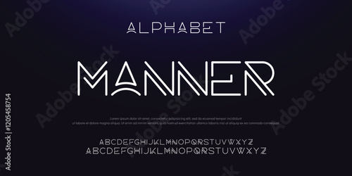 Creative Outline Double line monogram alphabet and tech fonts. Lines font regular uppercase and lowercase. Vector illustration.