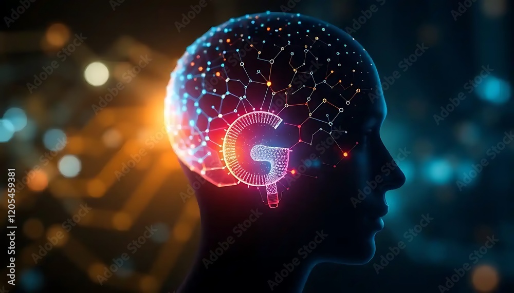 Obraz premium Abstract Representation Of A Human Brain With G Symbol