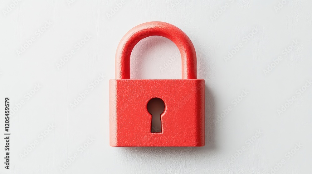 Red lock symbol on clean white background Red lock symbol on clean white background