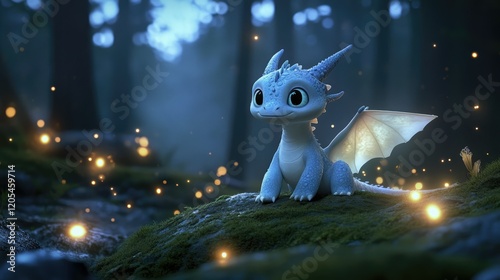 Halloween-Themed 3D Adorable Dragon Character photo