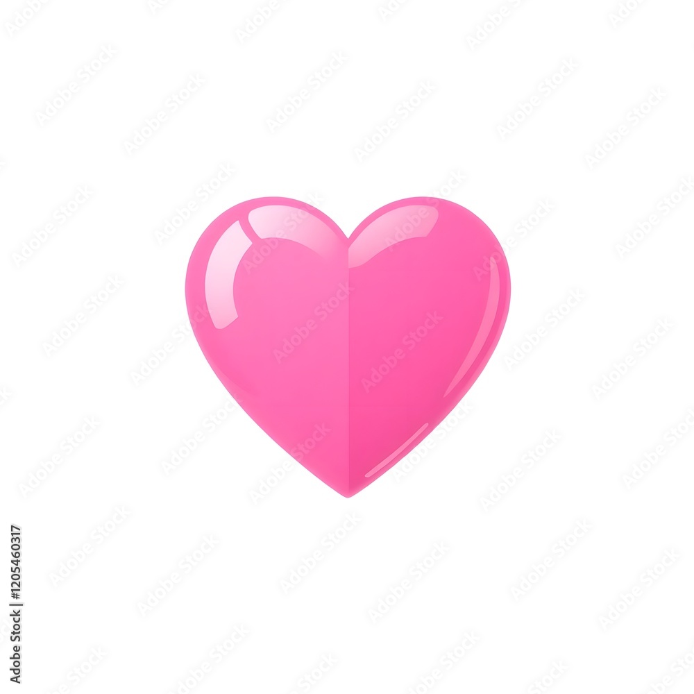 Bright Pink Heart on White Background: Valentine's Day Symbol for Love and Romance Bright Pink Heart on White Background: Valentine's Day Symbol for Love and Romance