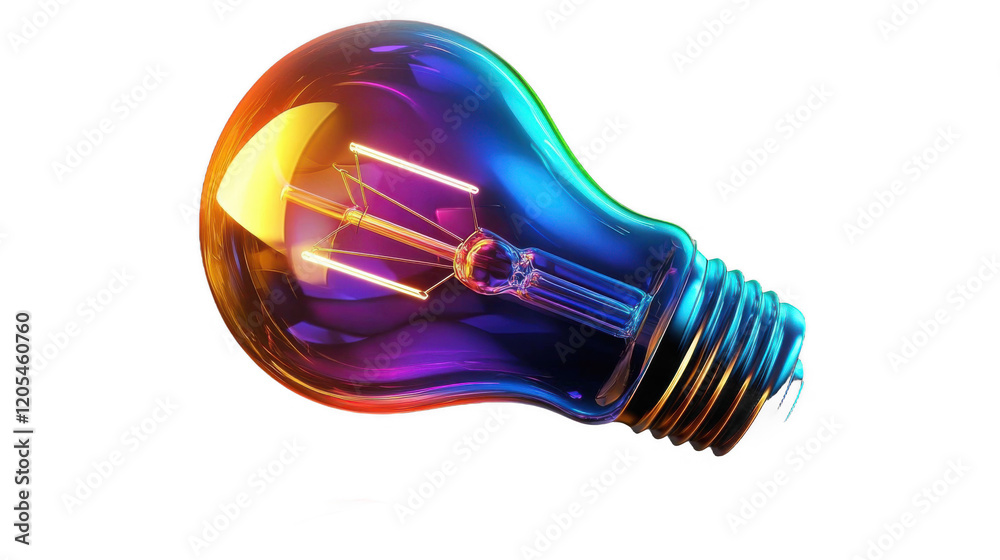 A vibrant, glowing light bulb with a colorful glass exterior showcasing an intricate filament design. The light emanates a futuristic vibe. A vibrant, glowing light bulb with a colorful glass exterior showcasing an intricate filament design. The light emanates a futuristic vibe.