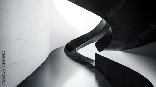 Abstract contemporary architecture with minimalist design and contrasting black and white shapes