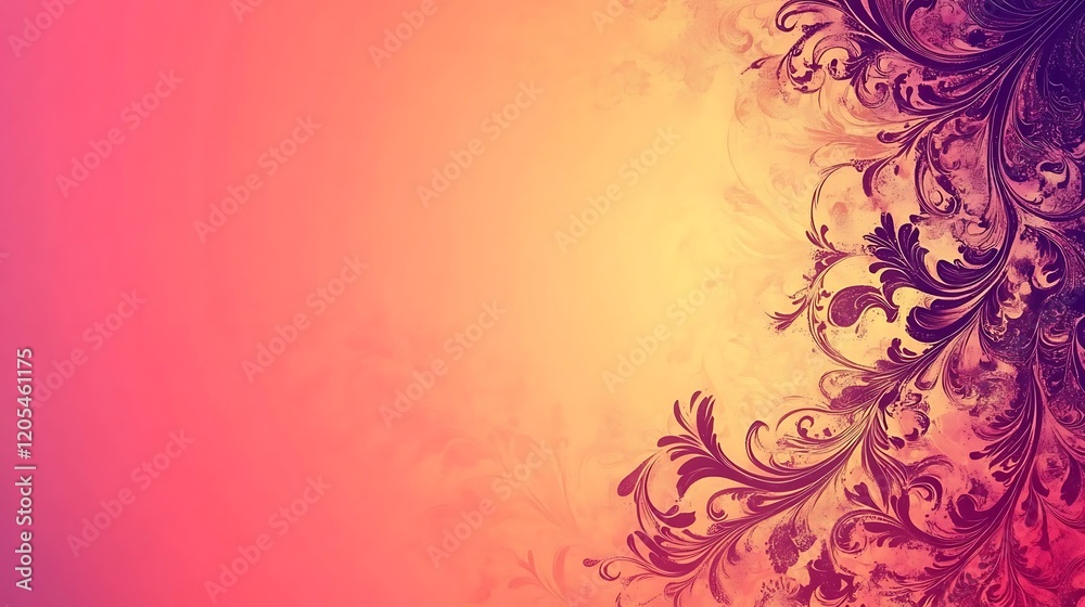Abstract Floral Design on Warm Pink and Orange Background Abstract Floral Design on Warm Pink and Orange Background