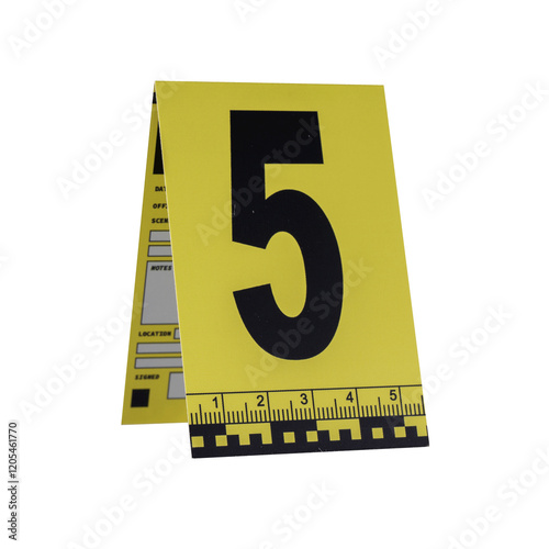 Marker of Crime Scene, Number 5 on transparent background.