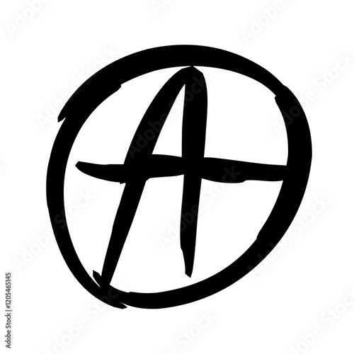 Hand drawn black anarchy sign vector illustration 
