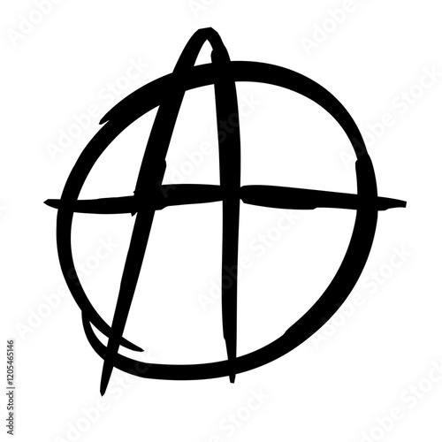 Hand drawn black anarchy sign vector illustration 