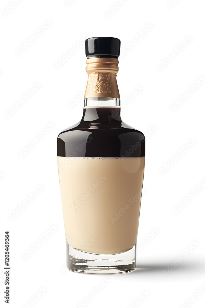 A bottle of Irish cream liqueur cocktail. Product mock up isolated on white background A bottle of Irish cream liqueur cocktail. Product mock up isolated on white background
