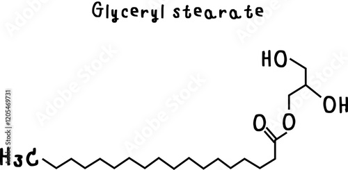 chemical structure of Glyceryl stearate  illustration on transparency background