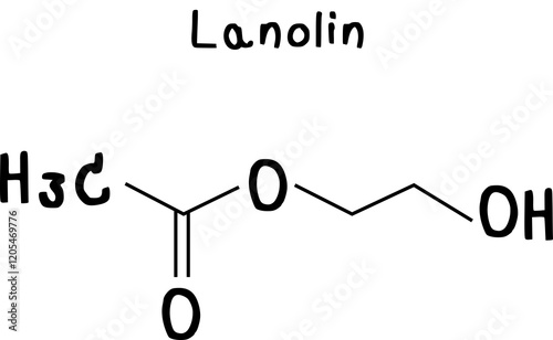 chemical structure of Lanolin illustration on transparency background