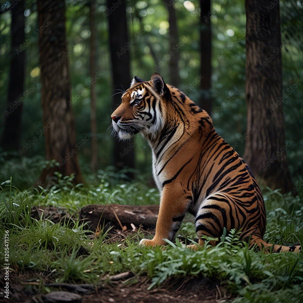 Obraz premium Tiger On The Forest