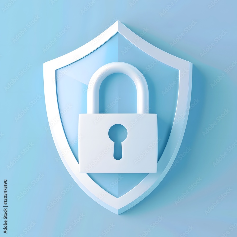 Shield Lock Icon Symbolizing Safety and Security in Pastel Tones