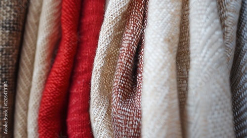 A close-up of fabric swatches in various colors and textures. photo