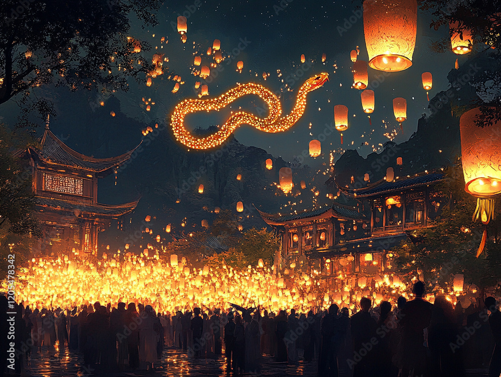 Fototapeta premium Unity Snake in Festive Glow