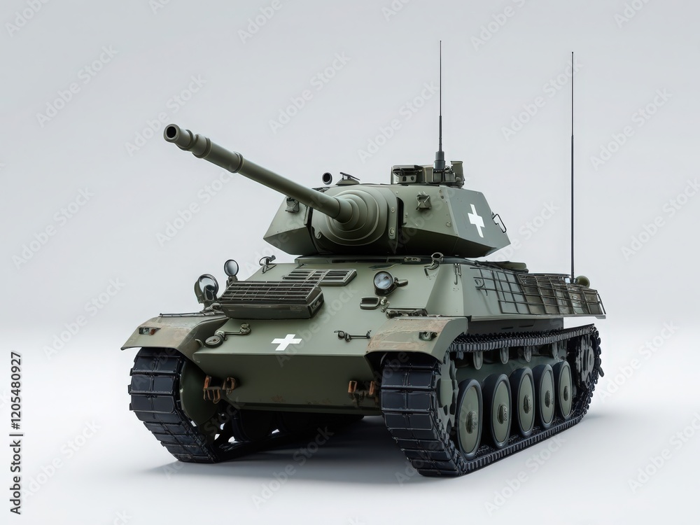 Realistic 3D Model of a Military Tank with Neutral Background Realistic 3D Model of a Military Tank with Neutral Background
