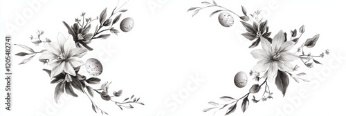 Wallpaper Mural Floral and egg nature inspired black and white botanical illustration Torontodigital.ca