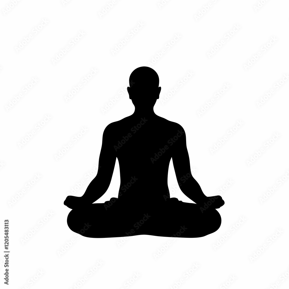A person is sitting cross legged in a lotus position. The person is wearing a black shirt and black pants A person is sitting cross legged in a lotus position. The person is wearing a black shirt and black pants