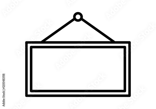 Icono negro de marco o cartel colgado vacío