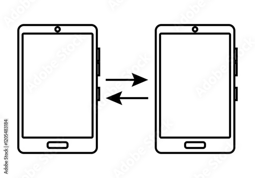 Icono negro de transferencia entre smartphone o conexión
