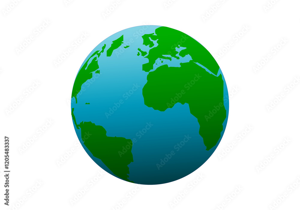 Planeta tierra verde y azul en fondo blanco Planeta tierra verde y azul en fondo blanco