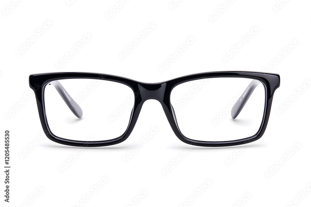 Classic, black-rimmed eyeglasses mock up isolated on white background Classic, black-rimmed eyeglasses mock up isolated on white background