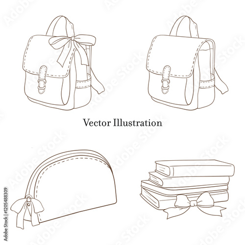 Cute School, Stationery Vector Illustration