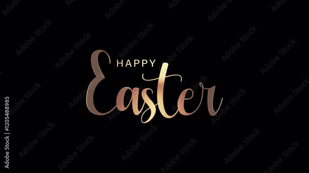 Loop animation of Happy Easter gold text shine light motion cinematic title on black abstract background. promote advertising concept isolate using QuickTime Alpha Channel ProRes 4444. Loop animation of Happy Easter gold text shine light motion cinematic title on black abstract background. promote advertising concept isolate using QuickTime Alpha Channel ProRes 4444.