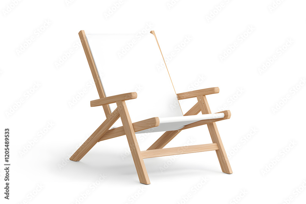 Deckchair or beach chair mock up on isolated white background Deckchair or beach chair mock up on isolated white background