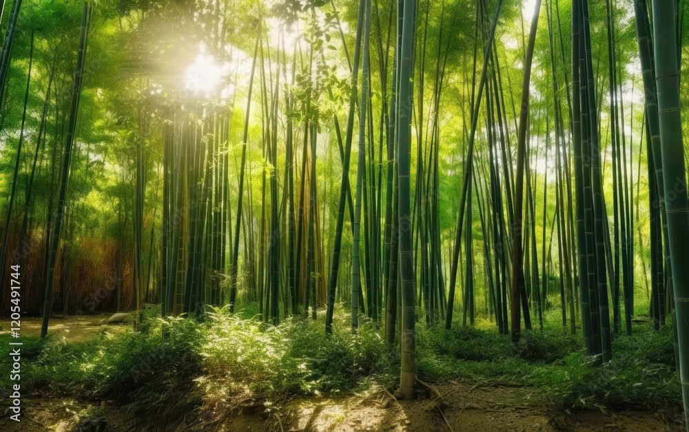 Obraz premium Sunlight Through Bamboo Forest