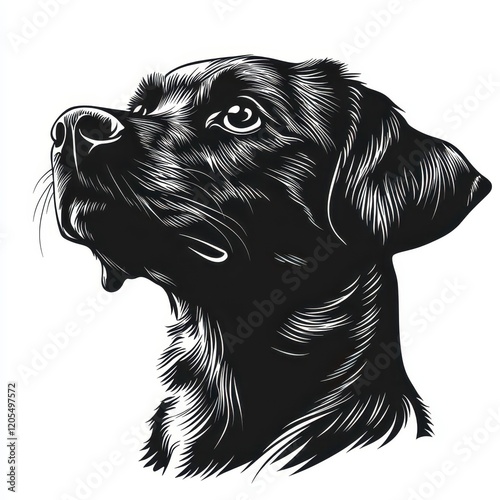 Stylish minimal black dog illustration on a white background showcasing the elegance and charm of canine features in a contemporary design photo