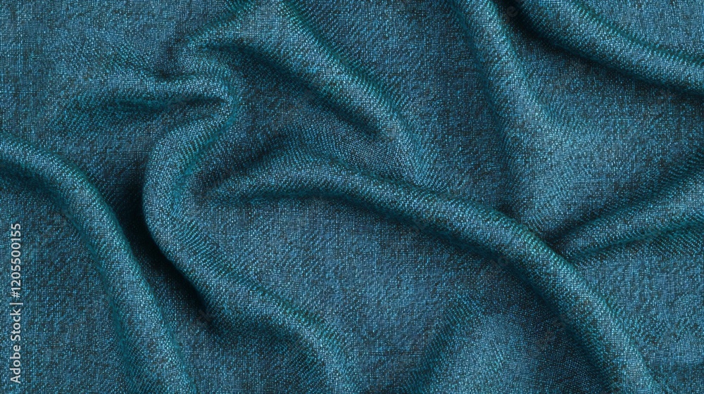 Fototapeta premium Teal Textured Fabric Drape Close Up Shot