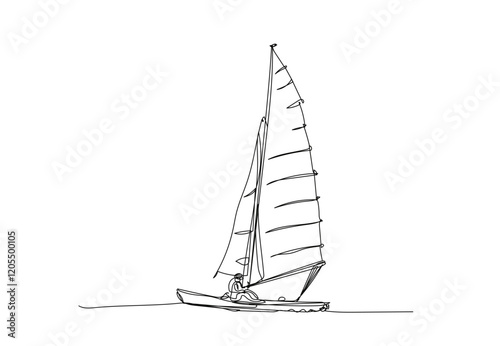 sailboat sport, line drawing style,vector  illustration