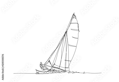 sailboat sport, line drawing style,vector  illustration
