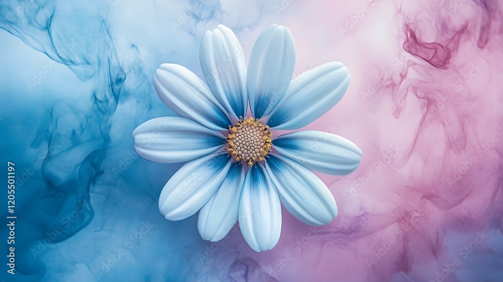 Obraz premium Serene Blue Flower In Pastel Ink Swirls