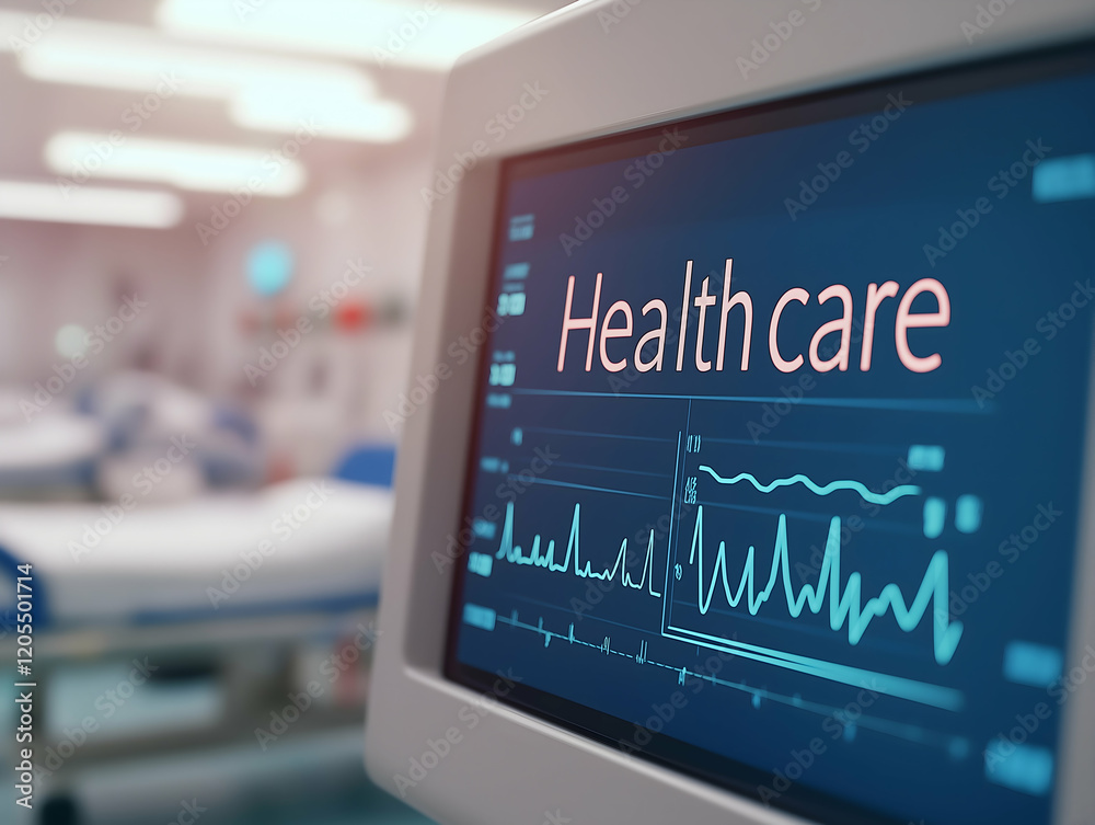 A close-up of a healthcare monitor displaying vital signs in a hospital setting, emphasizing the importance of medical technology.