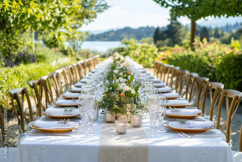 summer outdoor gourmet dining, garden party