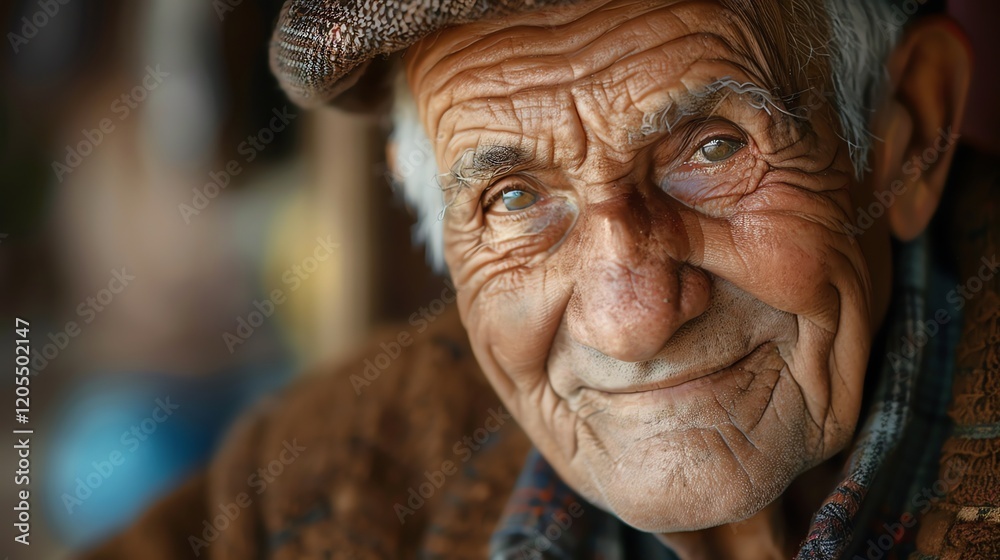 A portrait of a kind, elderly man with a smile. A portrait of a kind, elderly man with a smile.