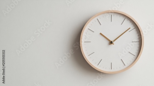 Wallpaper Mural A stylish wall clock hanging on a neutral background, symbolizing the passage of time and daily routine, Wall clock scene Torontodigital.ca