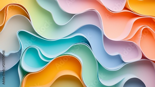 Colorful background vector presentation design with wavy shape cut paper style vector illustration, colorful gradient background