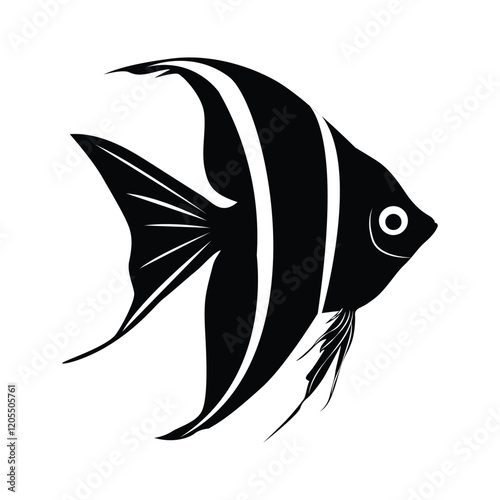 Vector silhouette angel fish illustration in white background